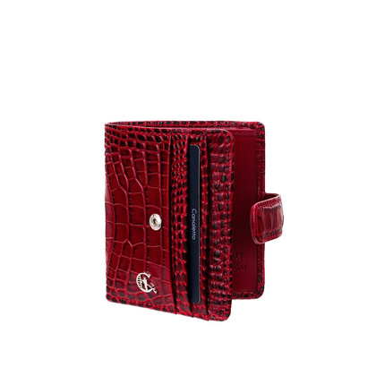 Bordowy portfel damski Canaletto ze skóry licowej croco – elegancki, kompaktowy i funkcjonalny PD1042s162