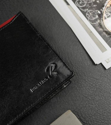 Poziomy portfel męski z bezpieczną sekcją na karty