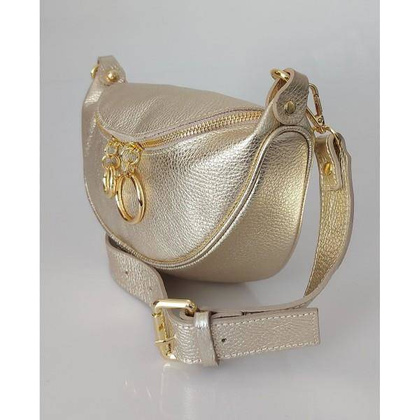 Włoska listonoszka nerka Vera Pelle złote okucia kółka Złota LN633ORO