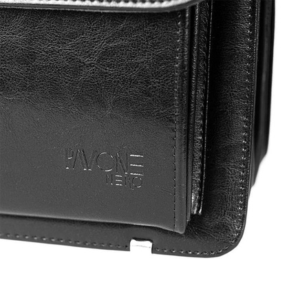 Skórzana aktówka męska teczka na ramię czarna - Pavone Nero Milan 2218 BL