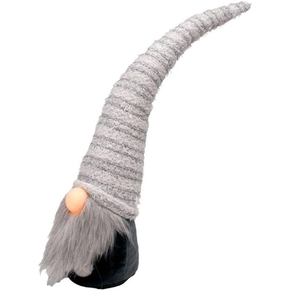 Skrzat z długą białą czapką 10x9x42CM i świecącym noskiem LED