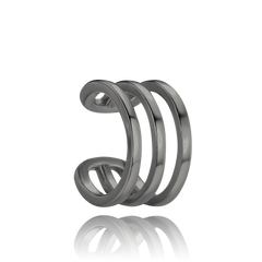 MINET Czarna srebrna nausznica ear cuff