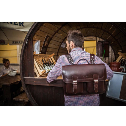 Teczka z funkcją plecaka KEMER VOOC Vintage P24 koniak