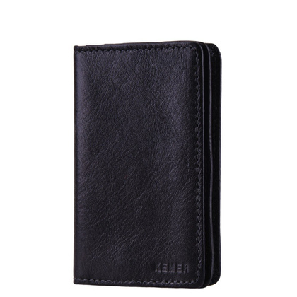 Etui na wizytówki skórzane KEMER W-3 Czarne - min. zamówienie 20 / 50 / 100 szt.