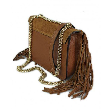 Piękna duża listonoszka A5 frędzle ,złoto ,dzety ,łańcuch skóra zamsz z dollaro camel VPZ88C