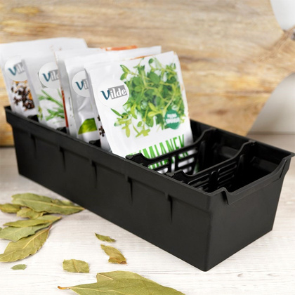 Organizer pojemnik kuchenny na torebki z przyprawami czarny 30x13x8 cm