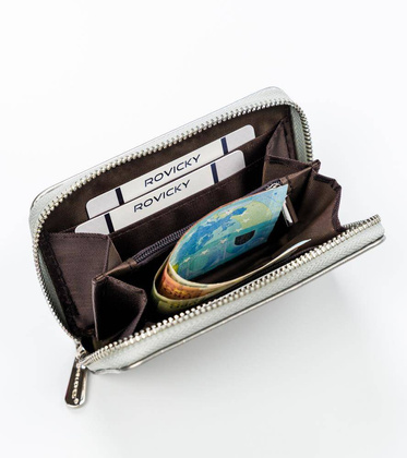 Poręczny portfel damski z motywem zwierzęcym zapinany suwakiem