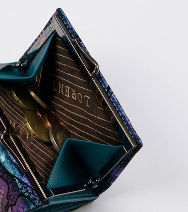 Portmonetka damska ze skóry naturalnej ze wzorem motyli — Lorenti