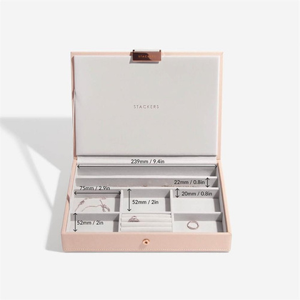 Szkatułka na biżuterię Stackers classic jasnoróżowo-szara z pokrywką