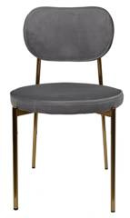 Krzesło welurowe szare ze złotymi metalowymi nogami