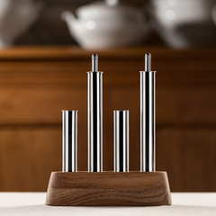 Przyprawnik do octu, oliwy, soli i pieprzu z drewnianą podstawą FILARE w pudełku prezentowym