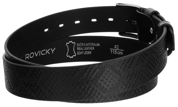 Skórzany męski czarny pasek klasyk skóra węża