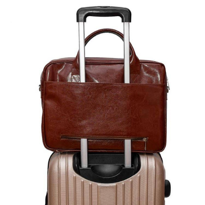 Skórzana torba męska na ramię laptopa 15,6" brązowa - Pavone Nero Siena 2362 BR