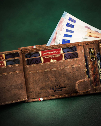 Skorzany portfel meski bez zapiecia