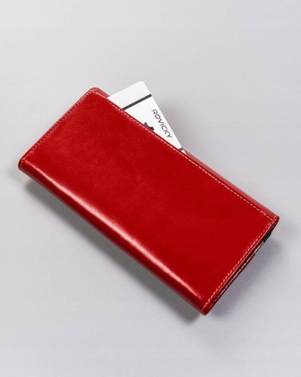 Elegancki, podłużny portfel damski z klapą na zatrzask