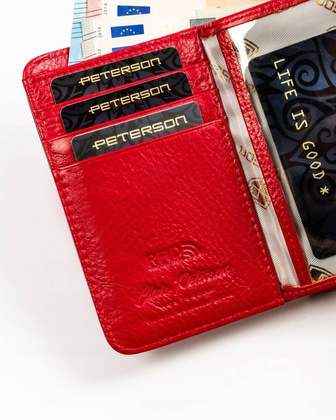 Skorzany portfel damski na suwak i zatrzask