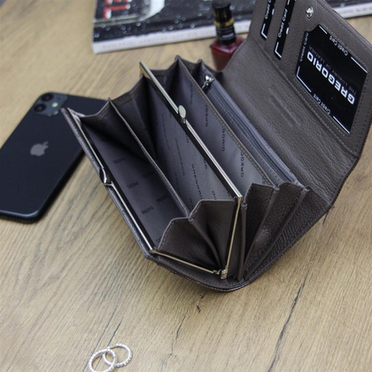 Portfel damski skórzany PELLUCCI LN-100 Popiel