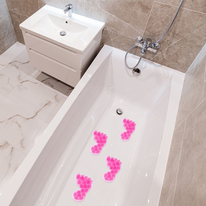 Podkładki antypoślizgowe z przyssawkami stopy różowe zestaw 4 szt.