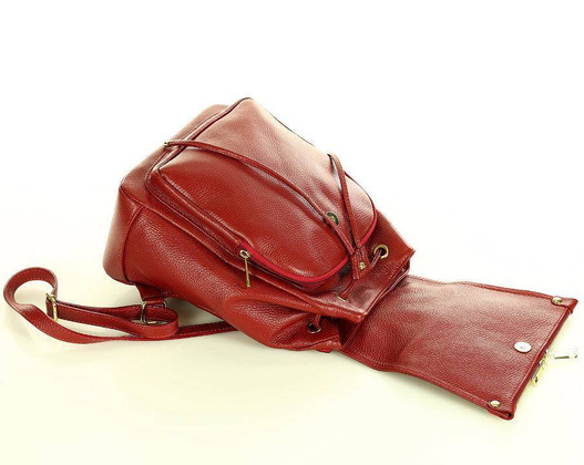 Praktyczny plecak z naturalnej skóry DALLAS ciemny czerwony - min. zamówienie 20 / 50 / 100 szt.