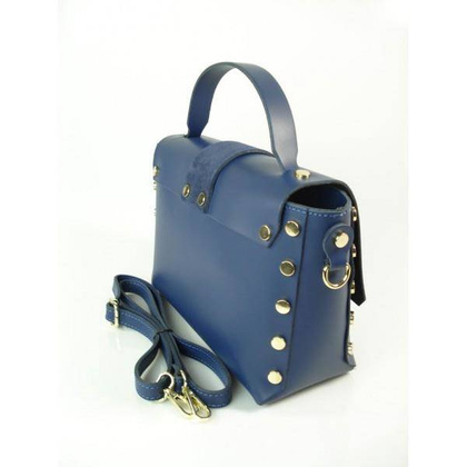 Kuferek listonoszka A5 złote dżety + zamsz granatowy Vera Pelle VPK789BS