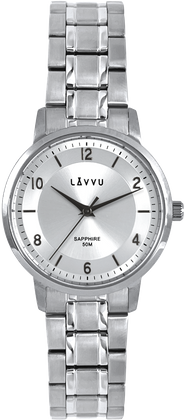 LAVVU Srebrny Zegarek damski LINSELL z szafirowym szkłem
