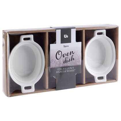 Miseczki do zapiekania porcelanowe owalne 3 szt. 120 ml
