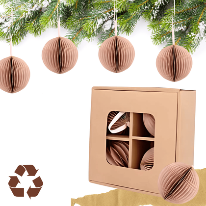 Zestaw 4 bombek papierowych składanych 7cm – delikatny róż