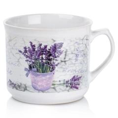 Kubek ceramiczny z uchem / garnuszek do podgrzewania lawenda 650 ml