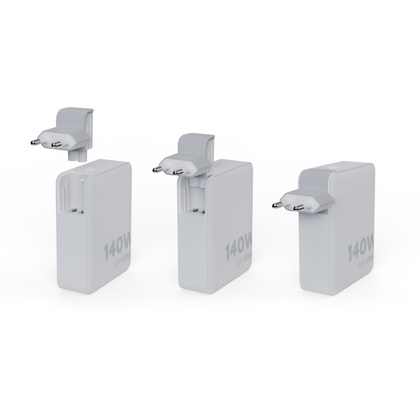 XTORM Ładowarka turystyczna 140W GaN +kabel USB-C PD biała