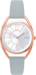 MINET Rose gold damski zegarek ICON PINK z szarym skórzanym paskiem