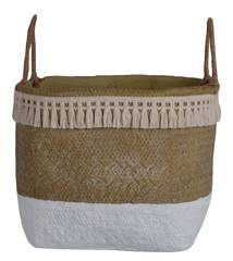 Doniczka ceramiczna boho beżowo-biała maxi