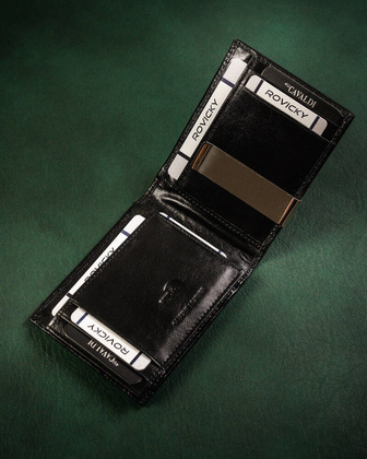 Skorzana banknotowka meska z systemem RFID Protect