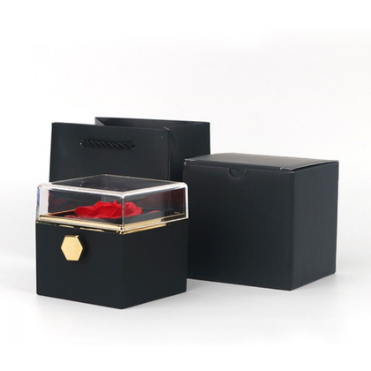 Pudełeczko Walentynkowe Rose Treasure Box na biżuterię Wieczna Róża Obrotowe PDOZ26CZ