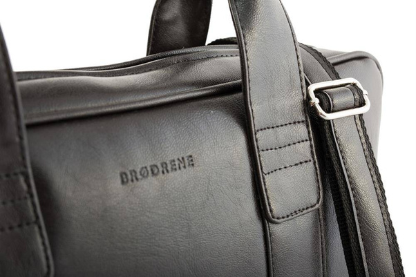 Ciemnobrązowa skórzana torba na ramię BRØDRENE B01 Kolor wnętrza: Czarny - min. zamówienie 20 / 50 / 100 szt.