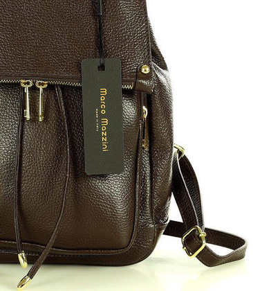 Praktyczny plecak z naturalnej skóry DALLAS ciemny brąz caffe - min. zamówienie 20 / 50 / 100 szt.