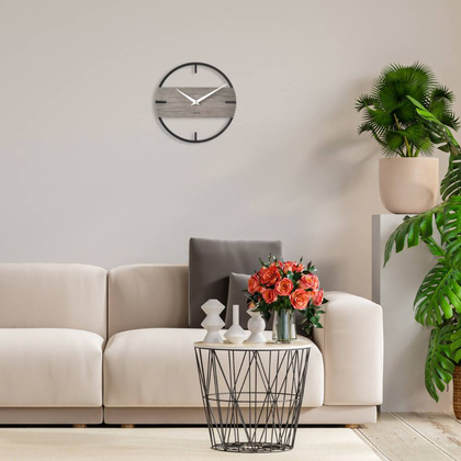 LAVVU Stylowy drewniany zegar LOFT o industrialnym wyglądzie ⌀35cm