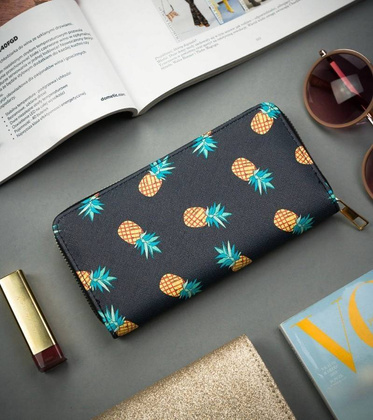 Portfel damski ze skóry eko z printem - cavaldi