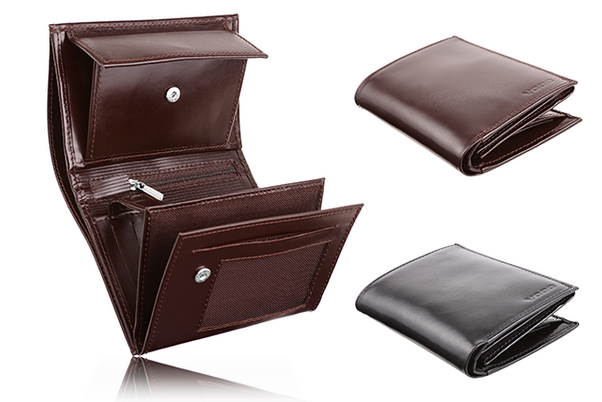 Skórzany portfel męski KEMER VOOC PPM4 Brązowy