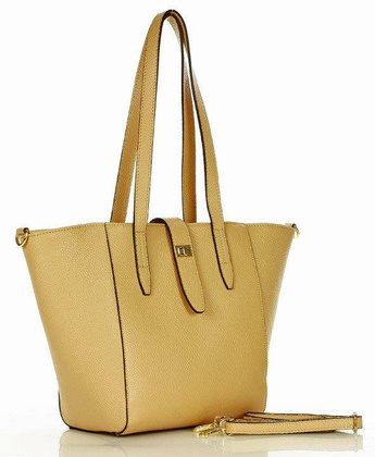 Torebka skórzana shopperka trepezowa na ramię - MARCO MAZZINI karmelowy beż - min. zamówienie 20 / 50 / 100 szt.