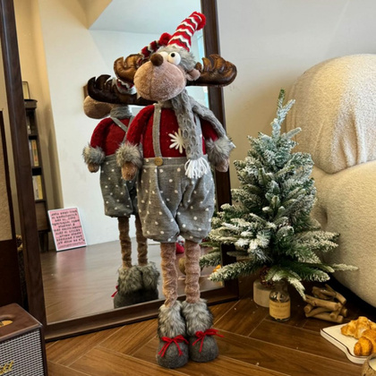 Renifer świąteczny na Boże Narodzenie, wyciągane nogi, z pluszu, 60-90 cm - KSN203