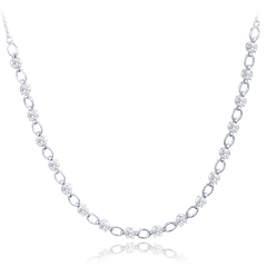 MINET Naszyjnik srebrny elegancki z białymi cyrkoniami