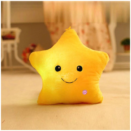 Poduszka w kształcie Gwiazdki Żółta Ombre LED, piękna welurowa 40x35 cm PDS19