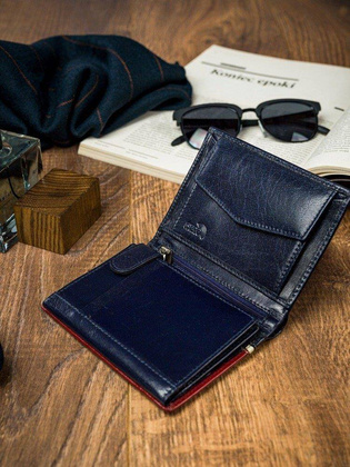 Pionowy portfel męski dwukolorowy, skóra naturalna HQ Rovicky