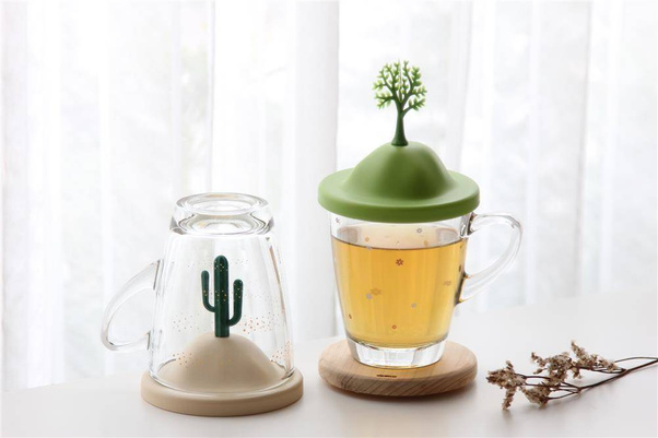 Kubek z podstawką Spring zielony 10315-GN-GN