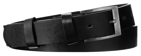 Klasyczny pasek ze srebrną klamrą, model unisex, skóra ekologiczna