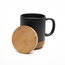 Kubek ceramiczny z bambusową przykrywką, czarny