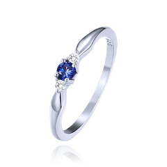 MINET Srebrny pierścionek z lawendową niebieską cyrkonią i białymi cyrkoniami wielkość 14