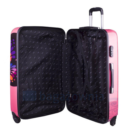 Duża walizka KEMER RGL PRINT L Biały Motyl