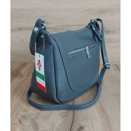 Duża pojemna Włoska skórzana listonoszka A5 Vera Pelle Szara VPLB25G