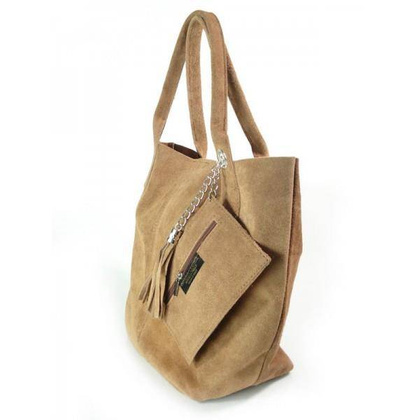 ZAMSZ NATURALNY WŁOSKA TORBA XL A4 SHOPPER BAG SKÓRZANA CAMEL W567C